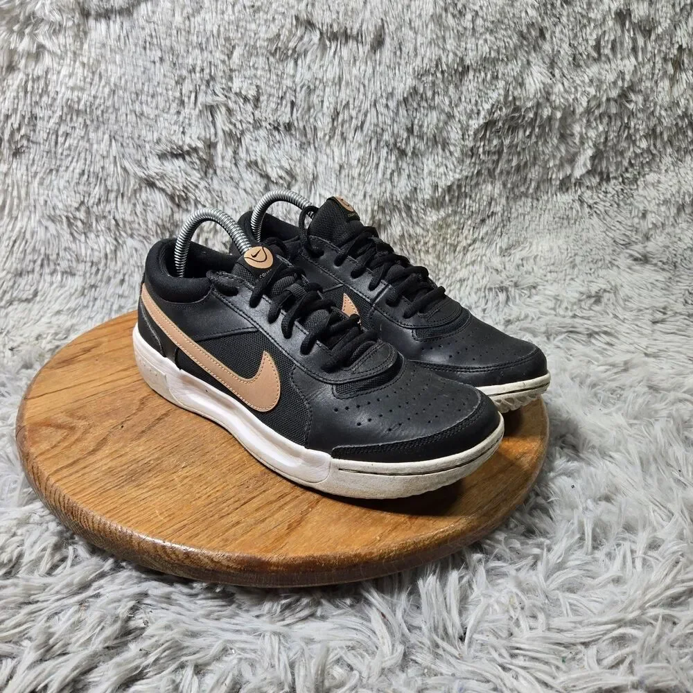 Nike Court Lite Athletic Sneakers Black Womens Size 9 Leather Mesh DV3279-001